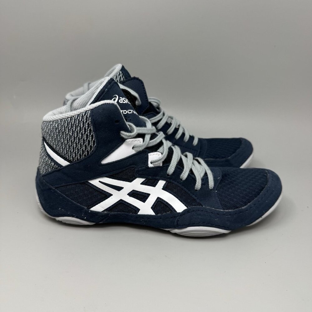 Asics Snapdown 3 Wrestling Shoes Mens Size 7 Blue Gray Suede Textile Lace Up